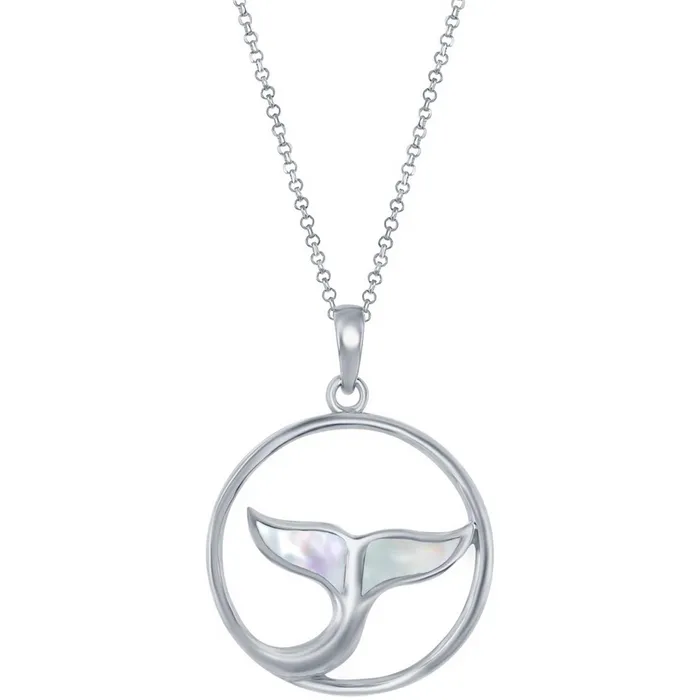 Necklaces Classic Classic Womens Pendant Sterling Silver and Mother Of Pearl Whale Tale K8807 Necklaces Classic Classic Womens Pendant Sterling Silver and Mother Of Pearl Whale Tale K8807