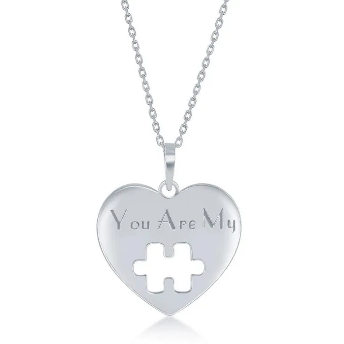 Necklaces Classic Sterling Silver 2PC Puzzle Piece Necklace Set 162 Inch You Are My Heart 142 Puzzle Piece Necklaces Classic Sterling Silver 2PC Puzzle Piece Necklace Set 162 Inch You Are My Heart 142 Puzzle Piece