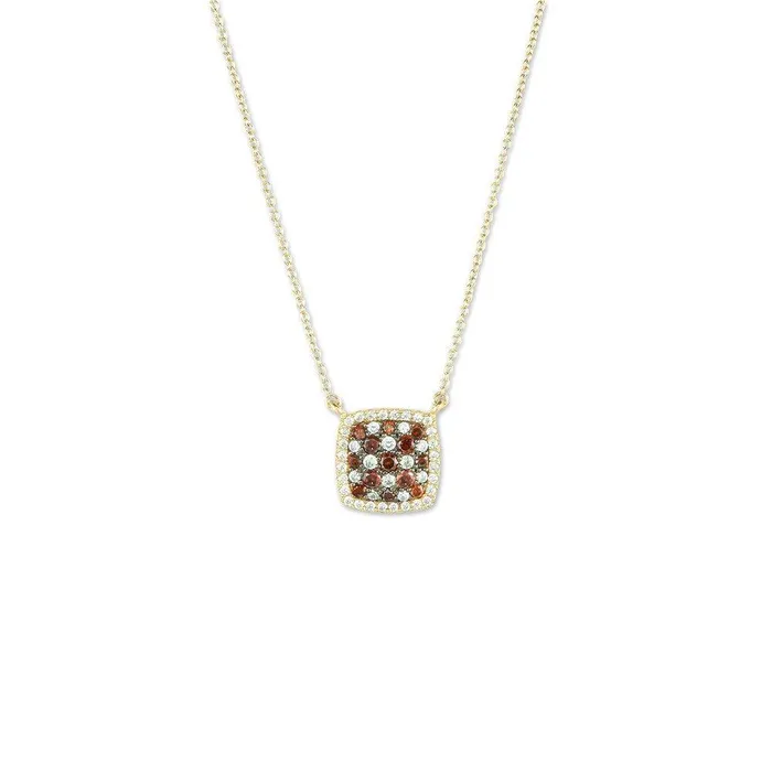 Necklaces Classic Sterling Silver Gold Garnet CZ Micro Pave Necklace