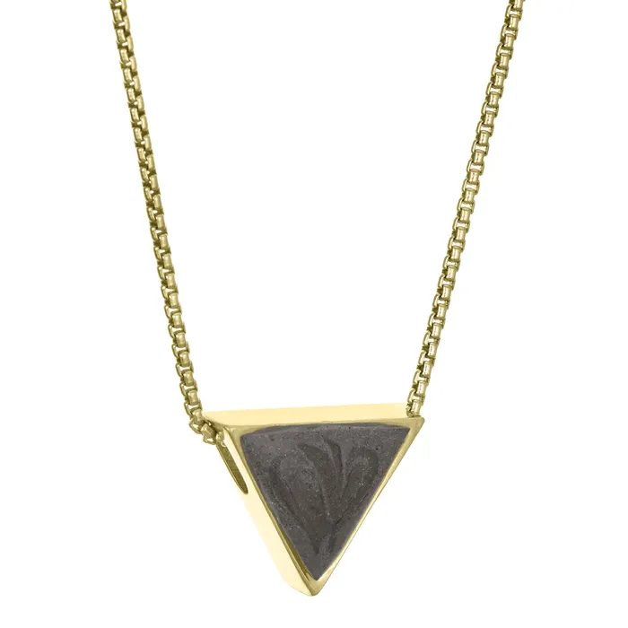 Necklaces closebymejewelry Sliding Triangle Cremation Necklace in 14K Yellow Gold
