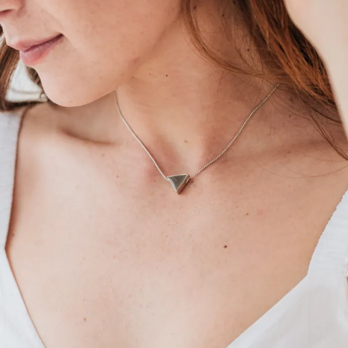 Necklaces closebymejewelry Sliding Triangle Cremation Necklace in 14K Yellow Gold