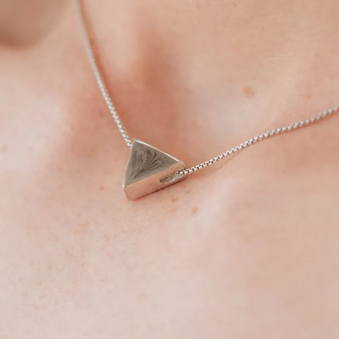 Necklaces closebymejewelry Sliding Triangle Cremation Necklace in 14K Yellow Gold
