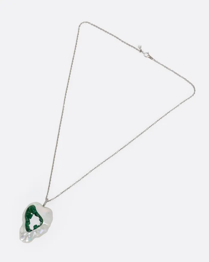 Necklaces LITTLE H Emerald and Pearl Pendant Necklace Necklaces LITTLE H Emerald and Pearl Pendant Necklace