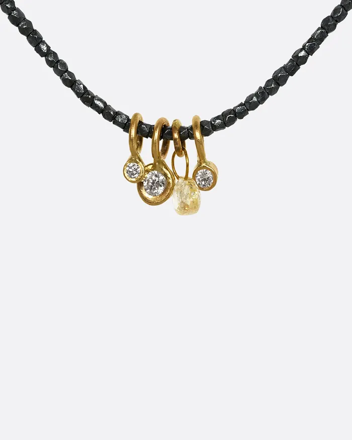 Necklaces MONICA RILEY Hill Tribe Silver Bead and Four Diamond Charm Necklace Necklaces MONICA RILEY Hill Tribe Silver Bead and Four Diamond Charm Necklace