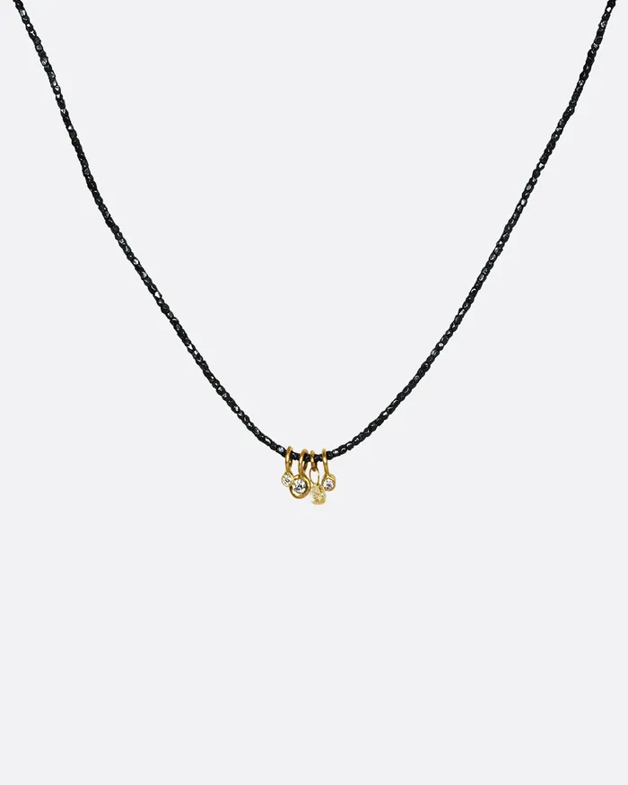 Necklaces MONICA RILEY Hill Tribe Silver Bead and Four Diamond Charm Necklace Necklaces MONICA RILEY Hill Tribe Silver Bead and Four Diamond Charm Necklace