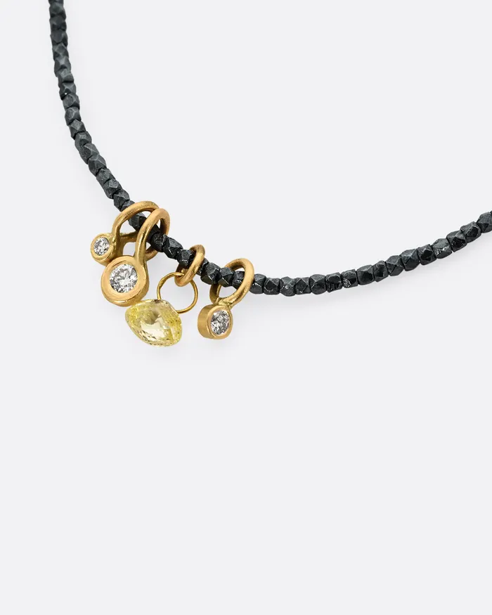 Necklaces MONICA RILEY Hill Tribe Silver Bead and Four Diamond Charm Necklace Necklaces MONICA RILEY Hill Tribe Silver Bead and Four Diamond Charm Necklace