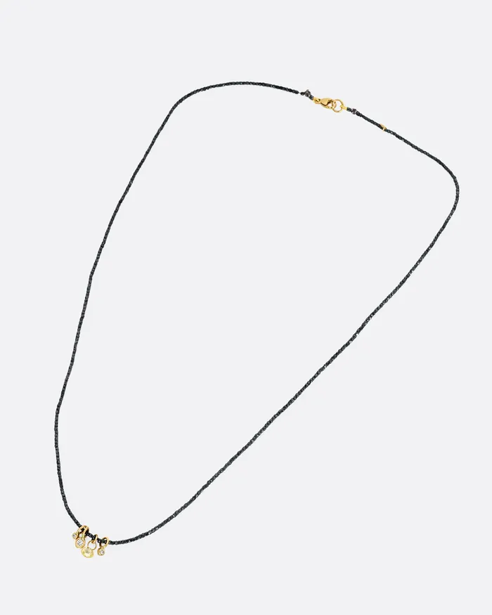 Necklaces MONICA RILEY Hill Tribe Silver Bead and Four Diamond Charm Necklace Necklaces MONICA RILEY Hill Tribe Silver Bead and Four Diamond Charm Necklace