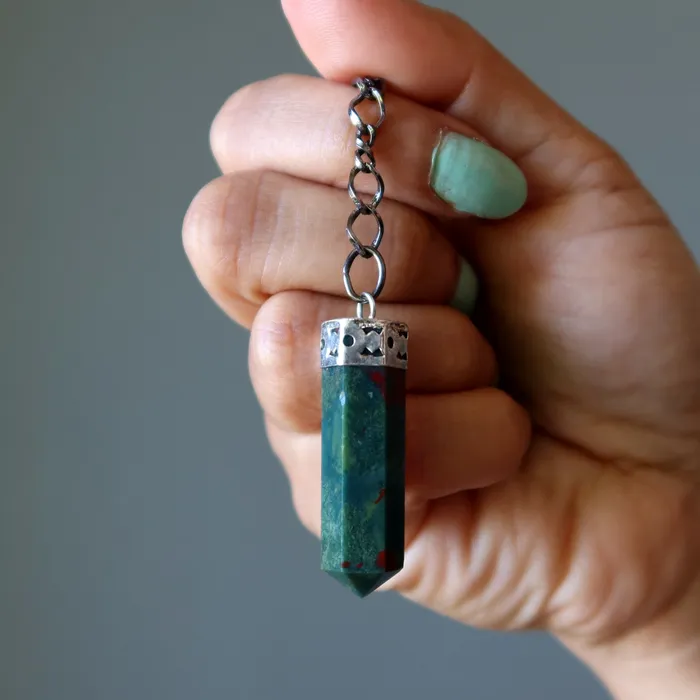 Necklaces Satin Crystals Bloodstone Necklace Pendulum On the Go Point