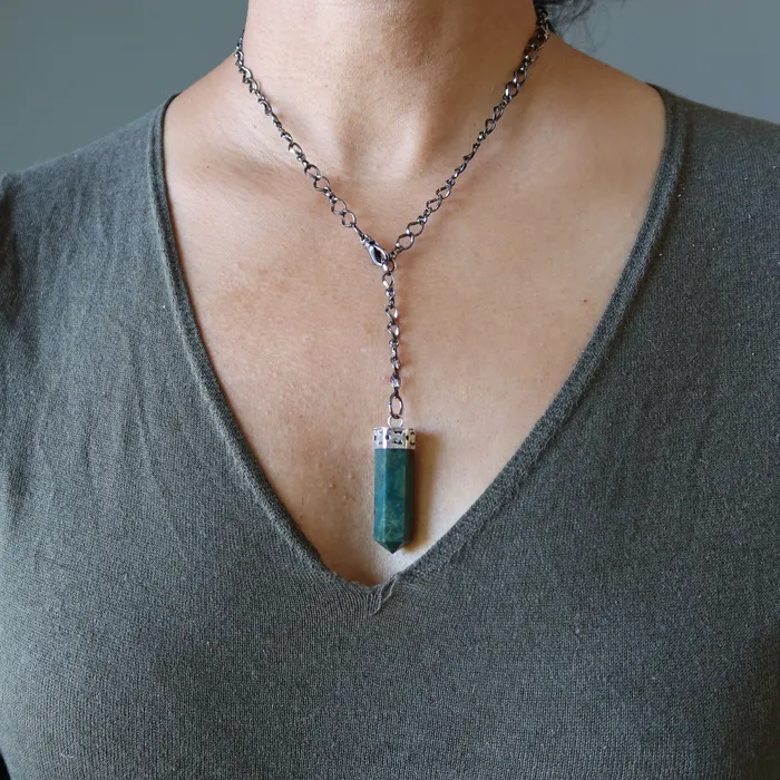 Necklaces Satin Crystals Bloodstone Necklace Pendulum On the Go Point
