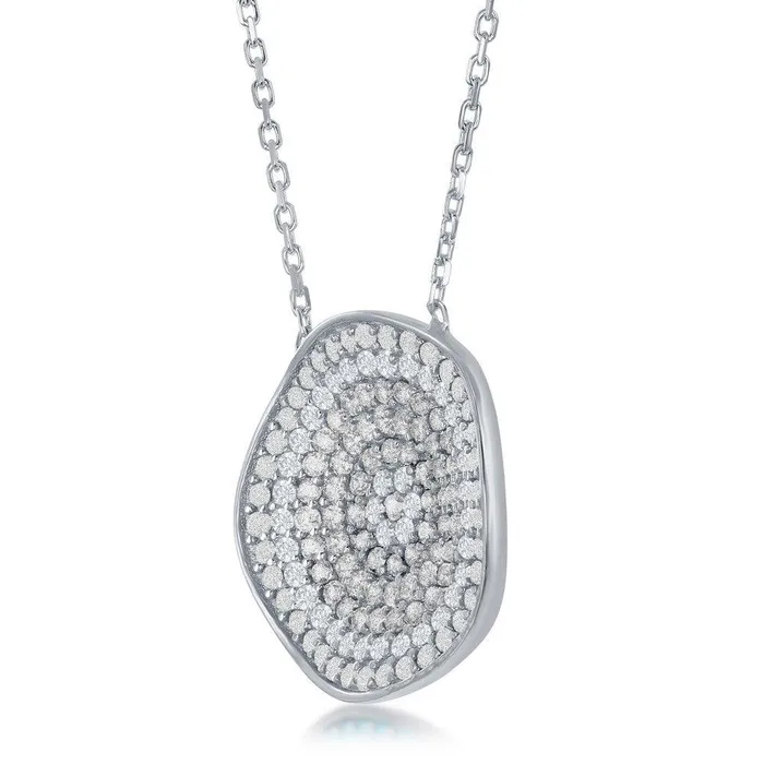 Necklaces Sterling Silver Center Round Cubic Zirconia Necklace Classic