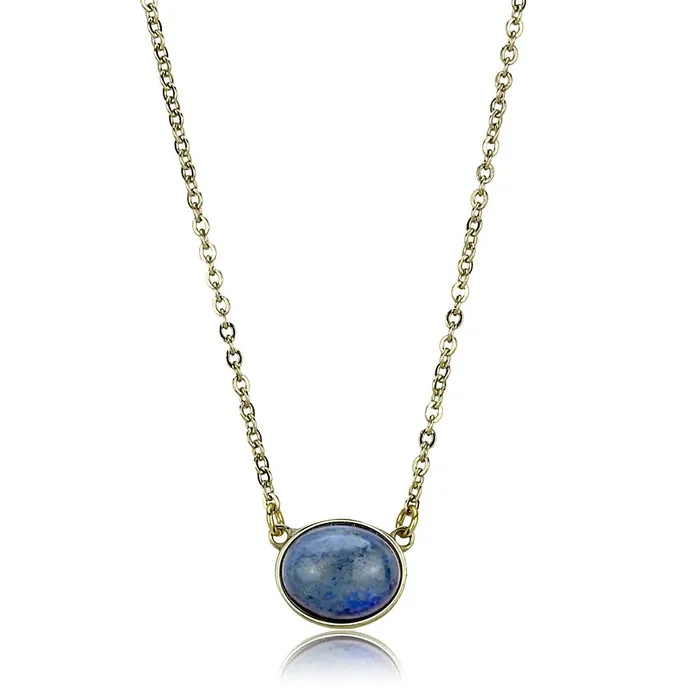 Necklaces TK3287 IP GoldIon Plating Stainless Steel Necklace with Precious Stone Lapis in Montana Alamode Necklaces TK3287 IP GoldIon Plating Stainless Steel Necklace with Precious Stone Lapis in Montana Alamode