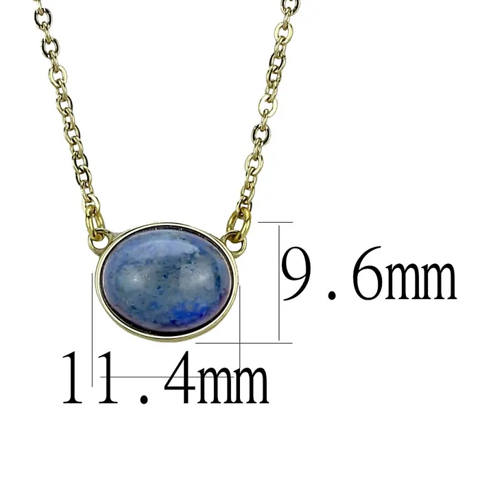 Necklaces TK3287 IP GoldIon Plating Stainless Steel Necklace with Precious Stone Lapis in Montana Alamode
