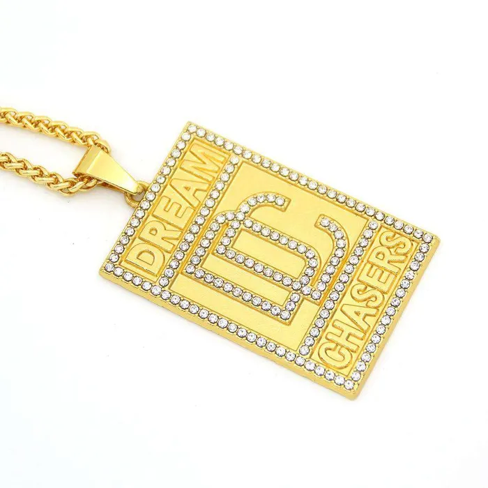 Necklaces VVS Jewelry Meek Mill Dream Chasers 14k Gold Plated Pendant Necklace