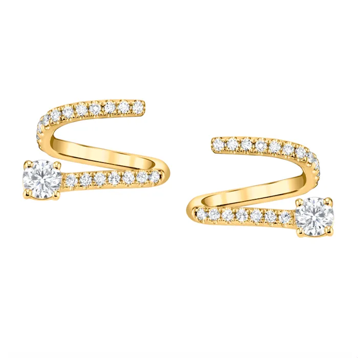 PAVE DIAMOND COIL EARRINGS WITH ROUND DIAMOND ENDS anitako Earrings