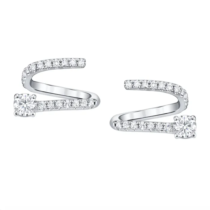 PAVE DIAMOND COIL EARRINGS WITH ROUND DIAMOND ENDS anitako Earrings