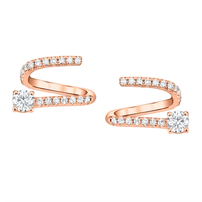 PAVE DIAMOND COIL EARRINGS WITH ROUND DIAMOND ENDS anitako Earrings