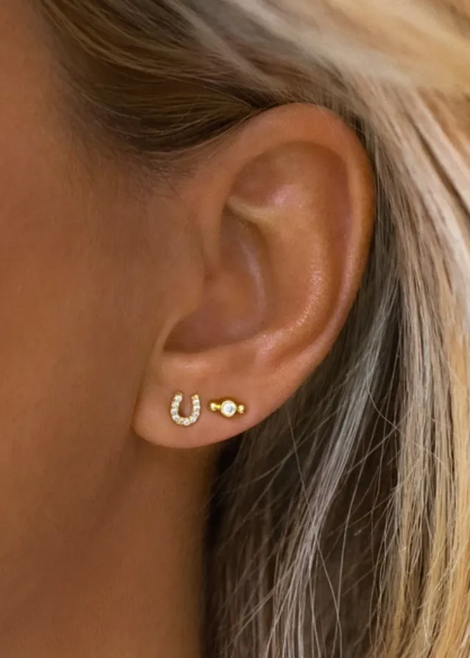 PreStyled Sets Leah Alexandra Tiny Horseshoe Studs Gold
