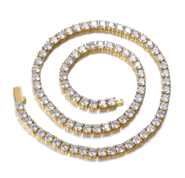 PreStyled Sets VVS Jewelry VVS Jewelry 18K Gold Prong Cuban Chain Tennis Chain Bundle