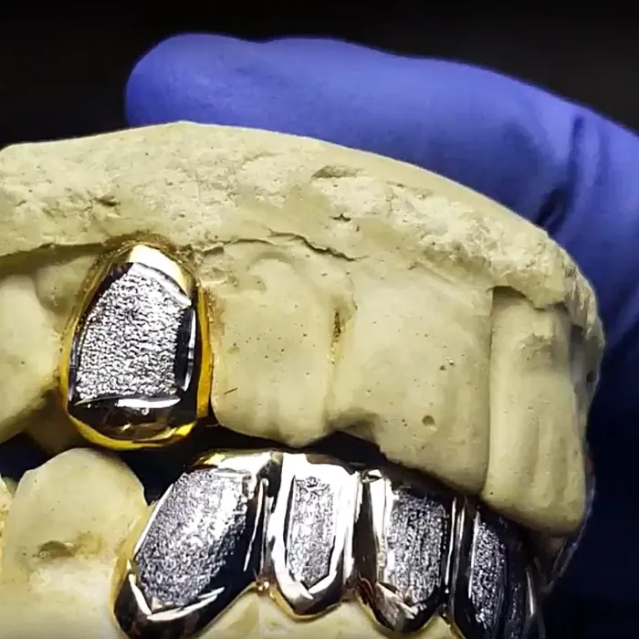 Real 10K Gold TwoTone Diamond Dust 26 Custom Grillz Bling Cartel Admin Rings