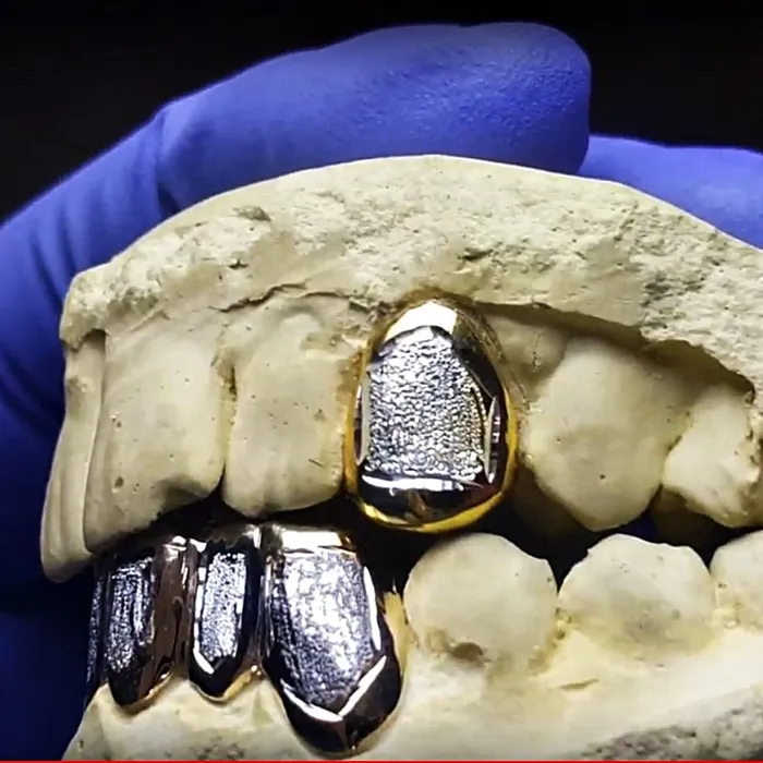 Real 10K Gold TwoTone Diamond Dust 26 Custom Grillz Bling Cartel Admin Rings