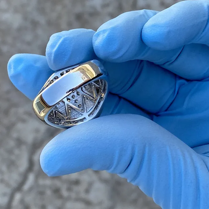 Real Solid 925 Sterling Silver Marijuana Weed Leaf CZ Iced Ring Harlem Rings Real Solid 925 Sterling Silver Marijuana Weed Leaf CZ Iced Ring Harlem Rings