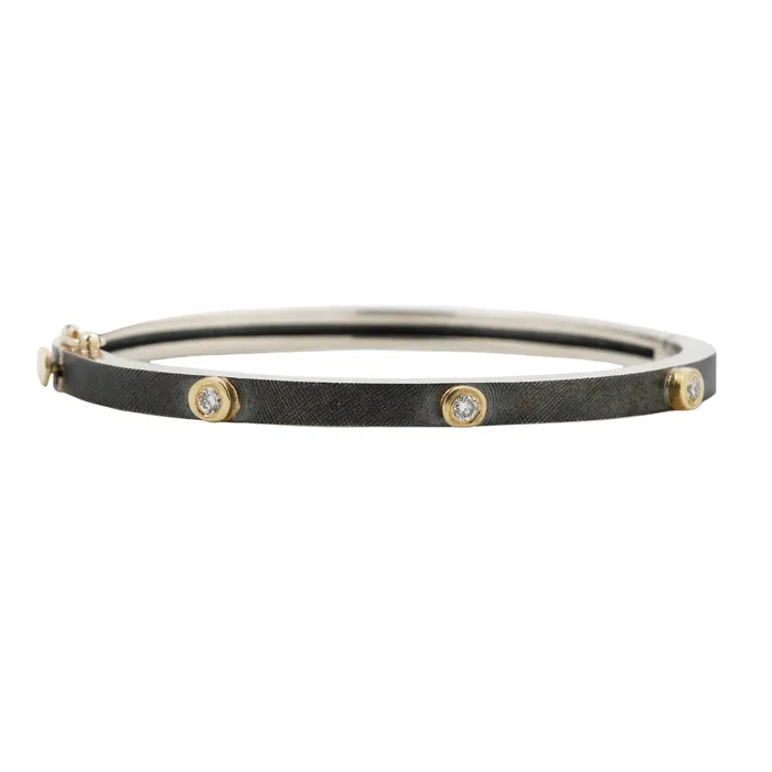 Rene Escobar Rings Junia Silver Three Diamond Bangle