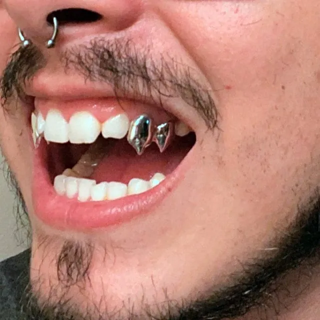 Rings 925 Sterling Silver Double Canine Vampire Fangs Custom Grillz Bling Cartel Admin