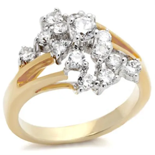 Rings Alamode 2W023 GoldRhodium Brass Ring with AAA Grade CZ in Clear