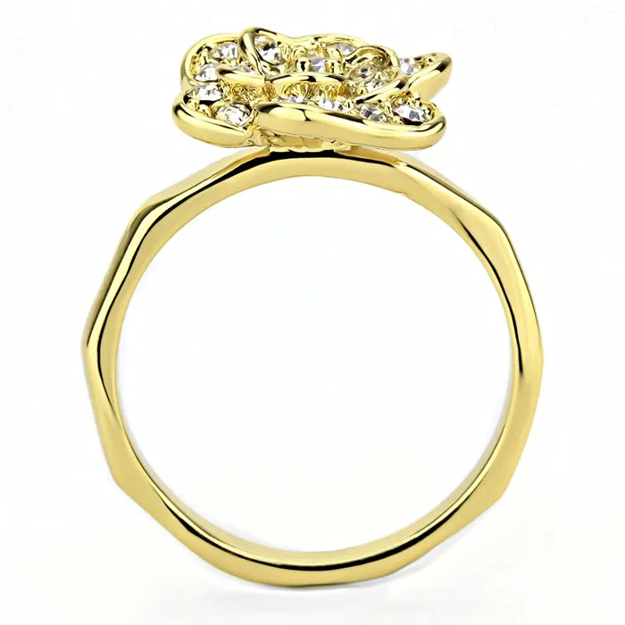 Rings Alamode 3W1497 Gold Brass Ring with Top Grade Crystal in Clear
