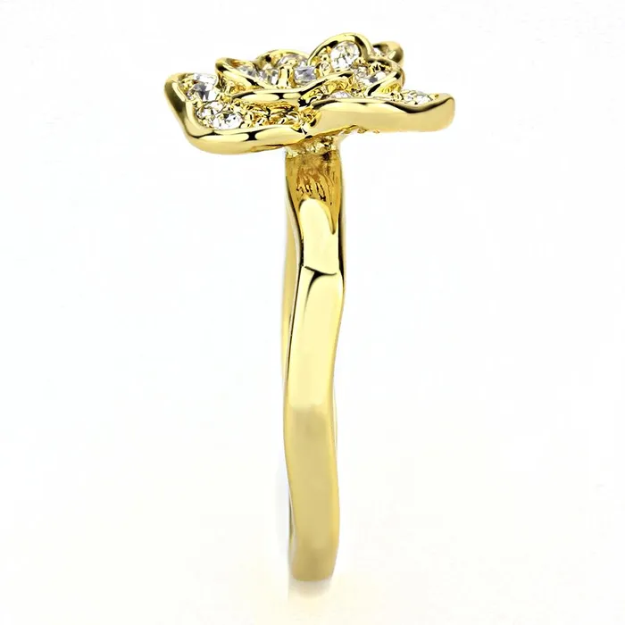 Rings Alamode 3W1497 Gold Brass Ring with Top Grade Crystal in Clear