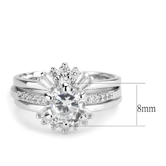 Rings Alamode 3W1558 Rhodium Brass Ring with AAA Grade CZ in Clear