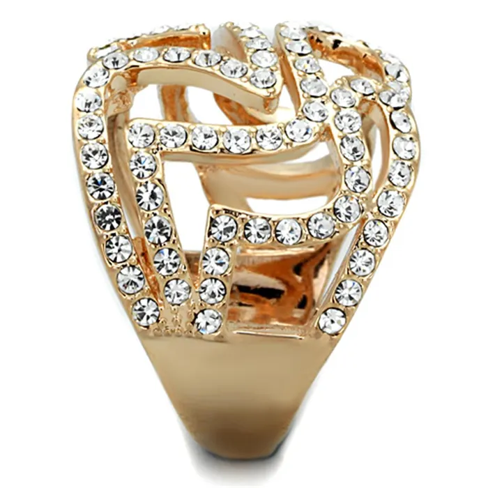 Rings Alamode 3W733 Rose Gold Brass Ring with Top Grade Crystal in Clear