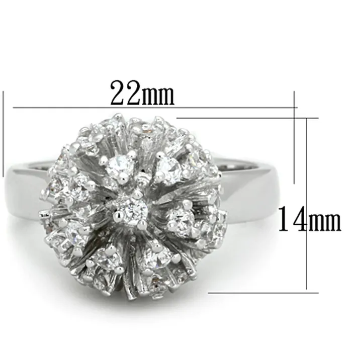 Rings Alamode 3W752 Rhodium Brass Ring with AAA Grade CZ in Clear