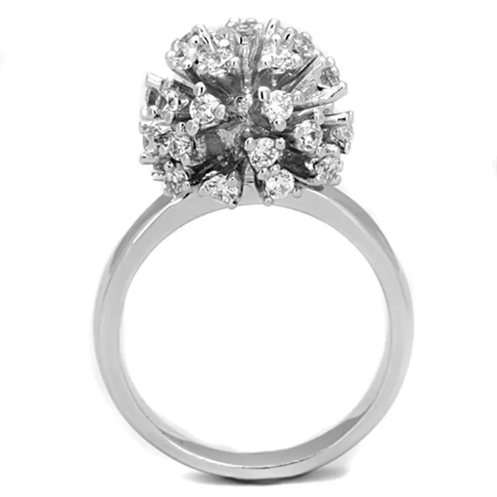 Rings Alamode 3W752 Rhodium Brass Ring with AAA Grade CZ in Clear