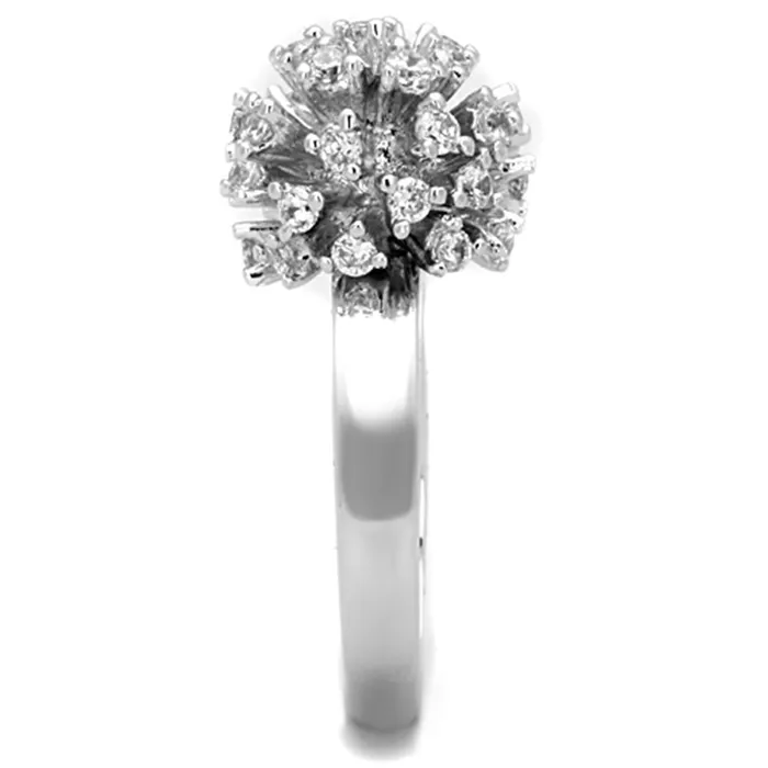 Rings Alamode 3W752 Rhodium Brass Ring with AAA Grade CZ in Clear