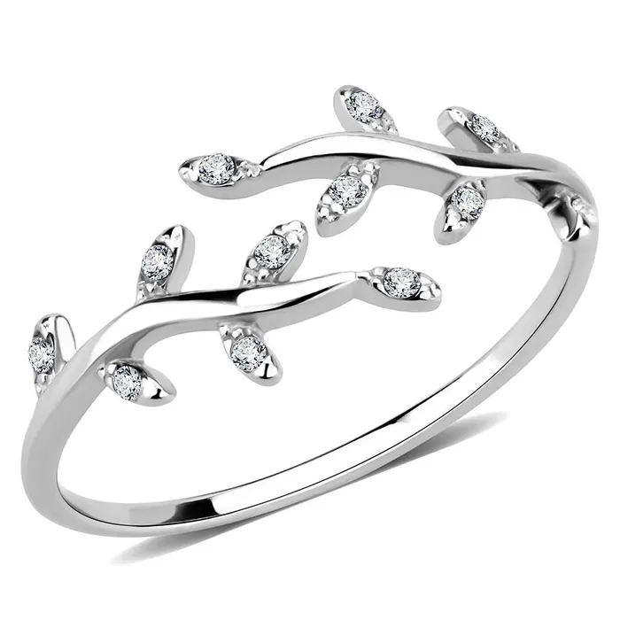 Rings Alamode DA266 High polished no plating Stainless Steel Ring with AAA Grade CZ in Clear Rings Alamode DA266 High polished no plating Stainless Steel Ring with AAA Grade CZ in Clear