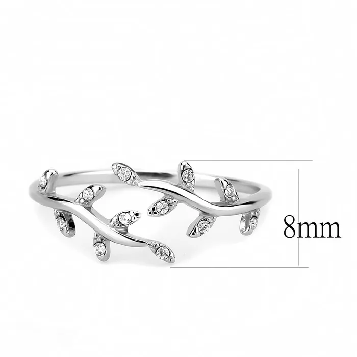 Rings Alamode DA266 High polished no plating Stainless Steel Ring with AAA Grade CZ in Clear