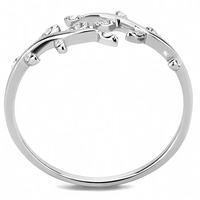 Rings Alamode DA266 High polished no plating Stainless Steel Ring with AAA Grade CZ in Clear