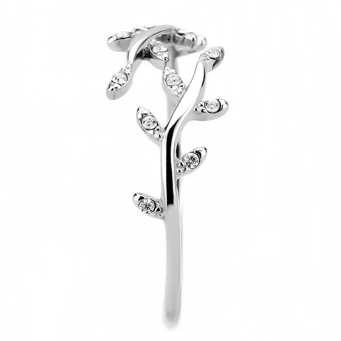 Rings Alamode DA266 High polished no plating Stainless Steel Ring with AAA Grade CZ in Clear