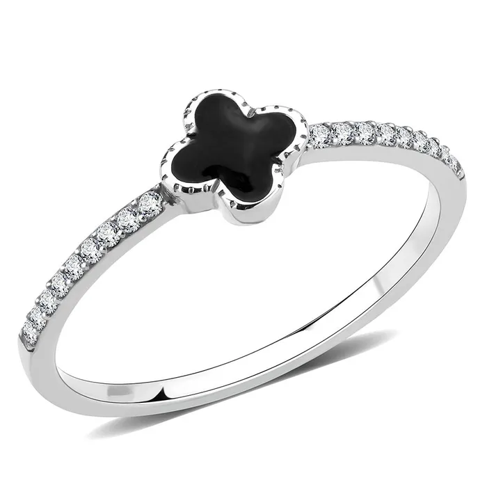 Rings Alamode DA320 No Plating Stainless Steel Ring with Epoxy in Jet