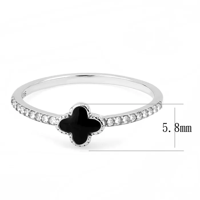 Rings Alamode DA320 No Plating Stainless Steel Ring with Epoxy in Jet