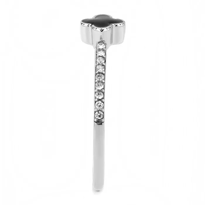 Rings Alamode DA320 No Plating Stainless Steel Ring with Epoxy in Jet