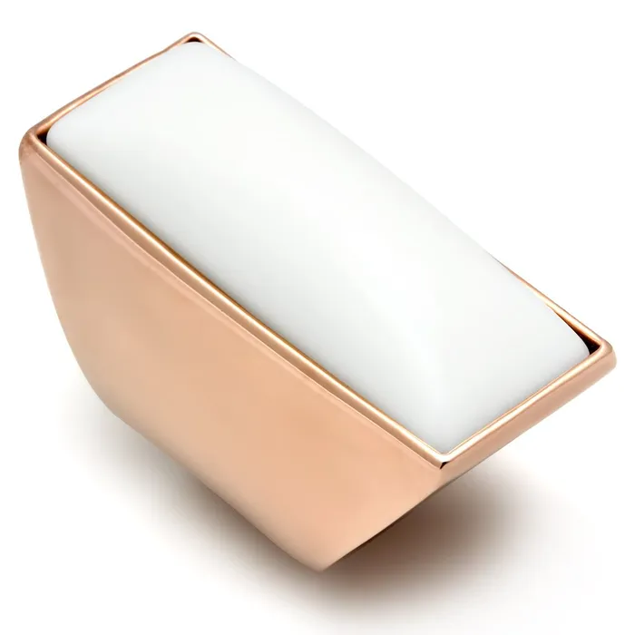 Rings Alamode GL164 IP Rose GoldIon Plating Brass Ring with Synthetic Synthetic Stone in White Rings Alamode GL164 IP Rose GoldIon Plating Brass Ring with Synthetic Synthetic Stone in White