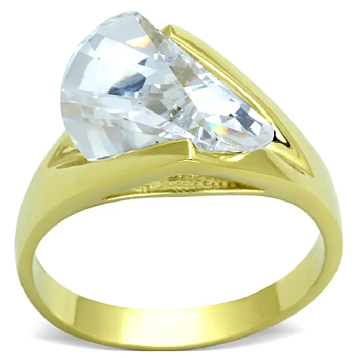 Rings Alamode LOS651 Gold 925 Sterling Silver Ring with AAA Grade CZ in Clear Rings Alamode LOS651 Gold 925 Sterling Silver Ring with AAA Grade CZ in Clear