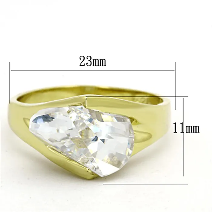 Rings Alamode LOS651 Gold 925 Sterling Silver Ring with AAA Grade CZ in Clear
