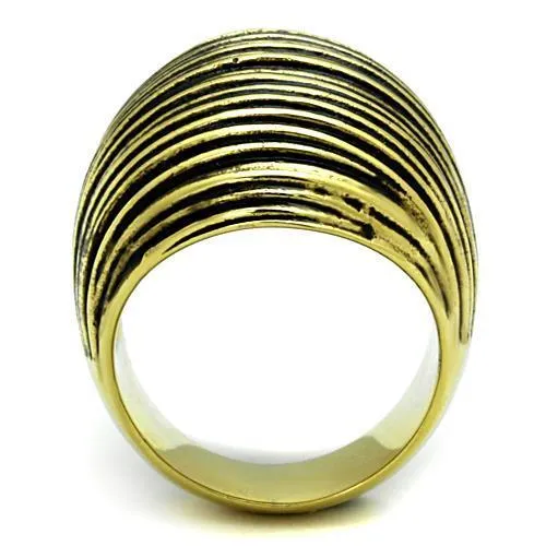 Rings Alamode TK1711 IP GoldIon Plating Stainless Steel Ring with Epoxy in Jet