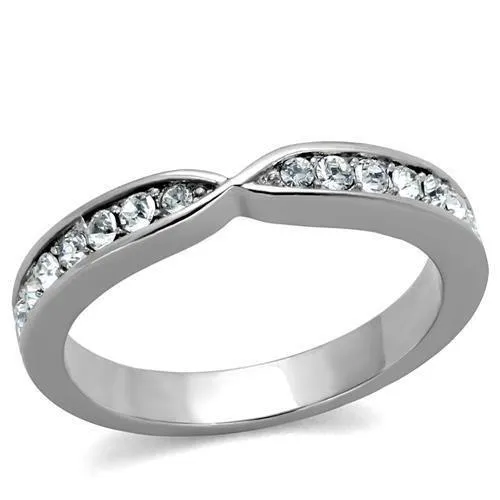Rings Alamode TK2163 High polished no plating Stainless Steel Ring with Top Grade Crystal in Clear Rings Alamode TK2163 High polished no plating Stainless Steel Ring with Top Grade Crystal in Clear