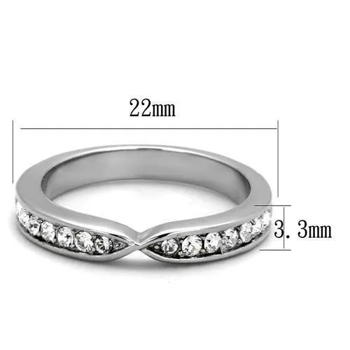Rings Alamode TK2163 High polished no plating Stainless Steel Ring with Top Grade Crystal in Clear
