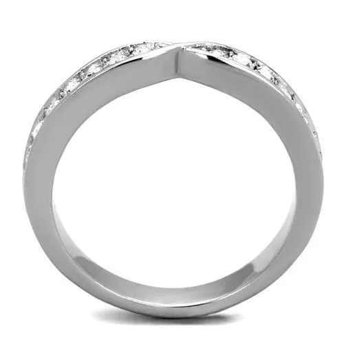 Rings Alamode TK2163 High polished no plating Stainless Steel Ring with Top Grade Crystal in Clear