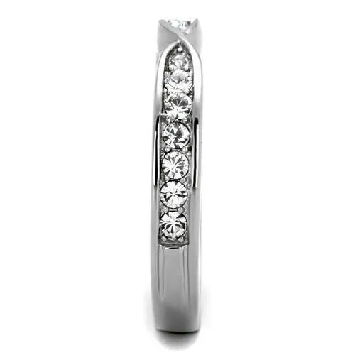 Rings Alamode TK2163 High polished no plating Stainless Steel Ring with Top Grade Crystal in Clear